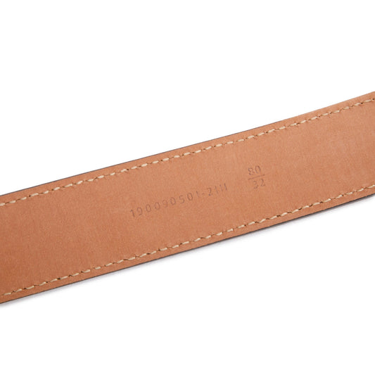 Fendi Brown Calfskin Leather Rectangle FF Buckle Belt 80 32