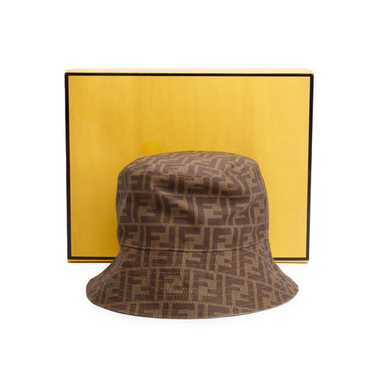 Fendi Brown Zucca FF Canvas Bucket Hat, Size S 58
