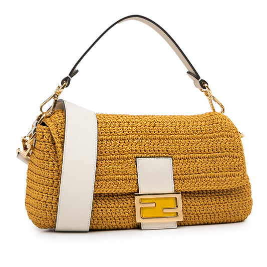 Luxury FendiCrochet Raffia Baguette Satchel (SHG-qh4feG)