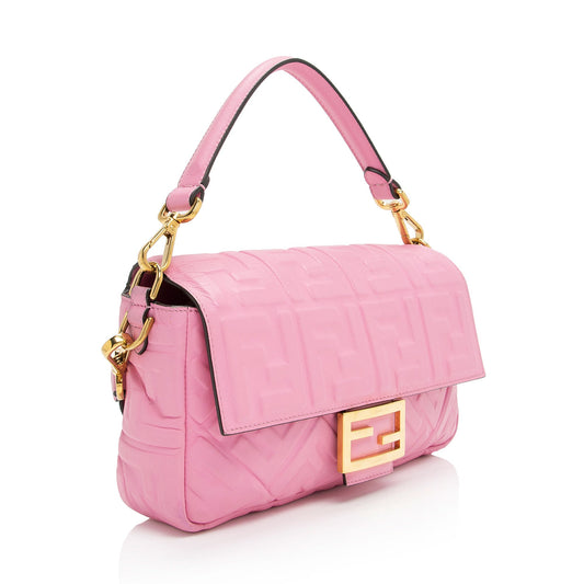 Luxury FendiEmbossed Leather FF 1974 Baguette Shoulder Bag (SHF-nc63Ja)