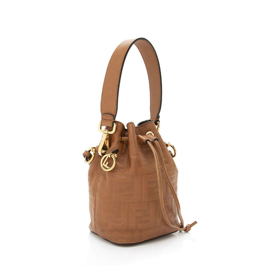 Luxury FendiFF Embossed Calfskin Mon Tresor Mini Bucket Bag (SHF-E3Olct)