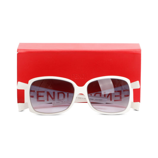 Fendi FS438 White Acetate Fendi Logo Shield Sunglasses