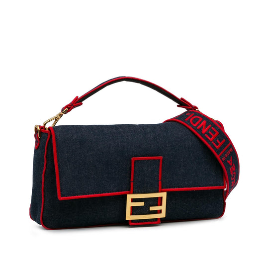 Luxury FendiLarge Denim Baguette Satchel (SHG-0IShmW)