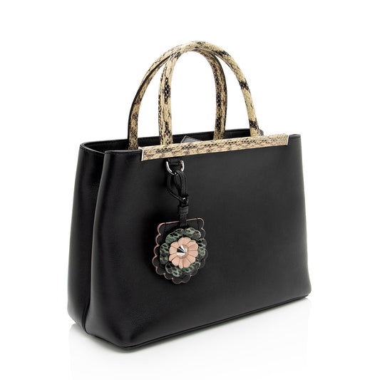 Luxury FendiLeather Python Flowerland Petite 2Jours Tote (SHF-Gcyu5G)