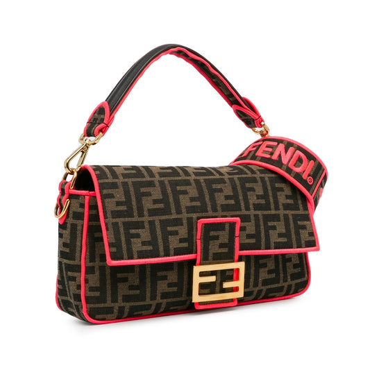 Luxury FendiMedium Zucca Fluo Trim Baguette Satchel (SHG-Ufu9VZ)