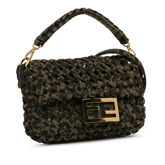 Luxury FendiMini Interlaced Canvas Zucca Baguette Satchel (SHG-xF9TgC)