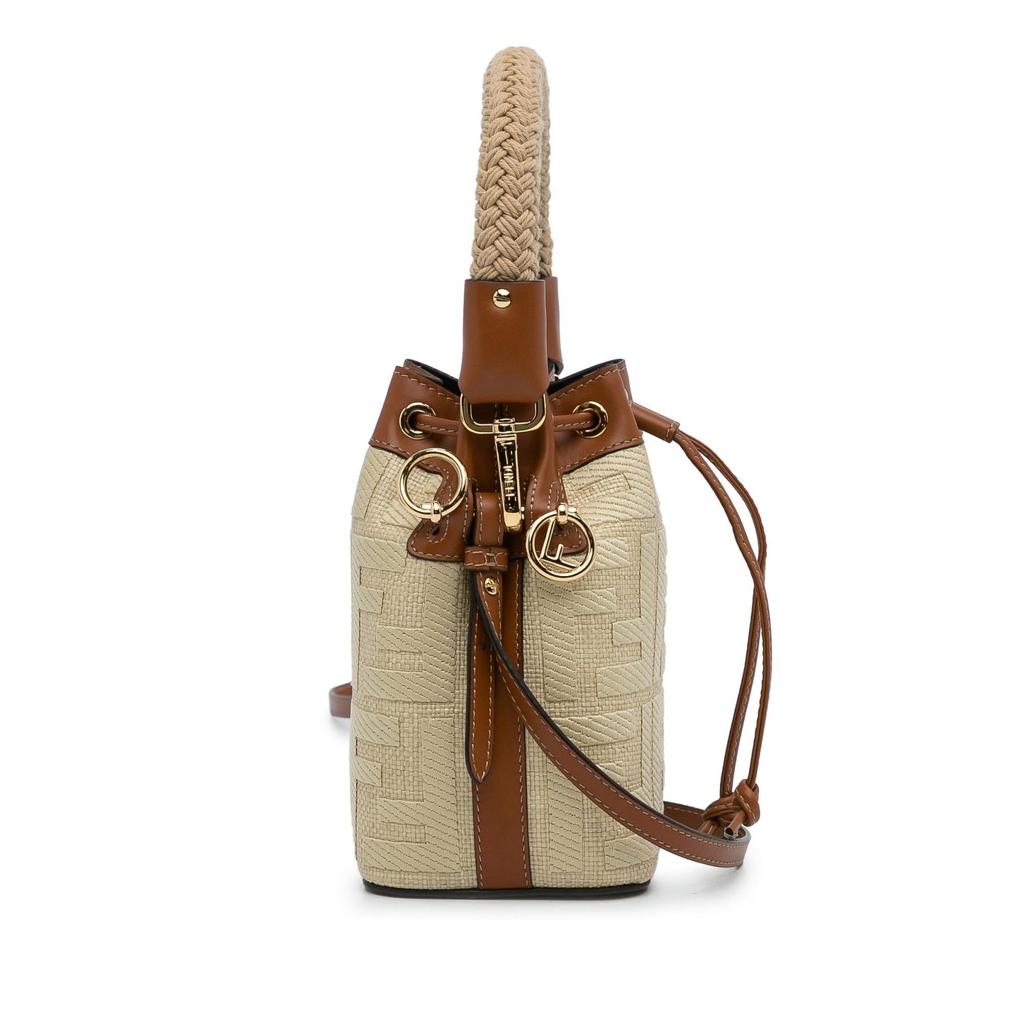 Luxury FendiMini Raffia Zucca Mon Tresor Bucket Bag (SHG-nU09oe)