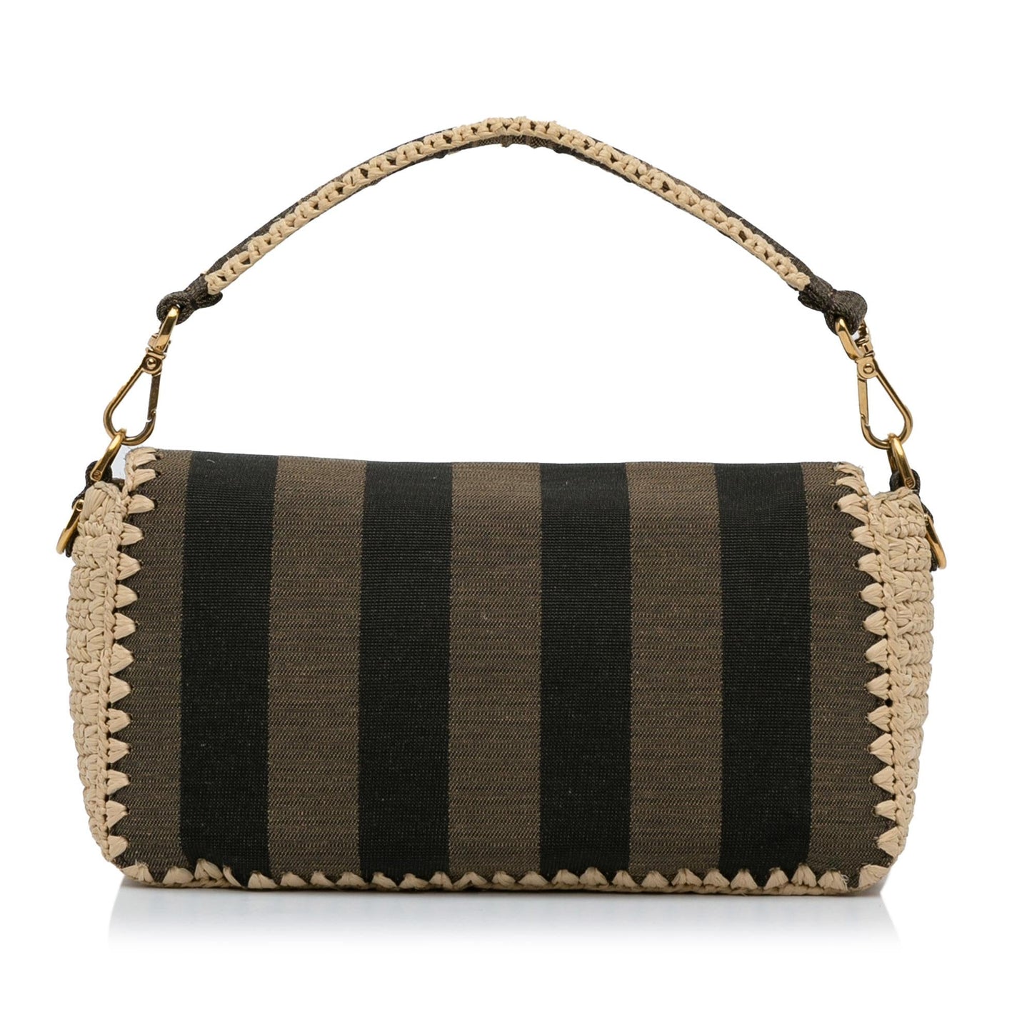 Luxury FendiPequin Canvas and Raffia Baguette (SHG-LMio6U)