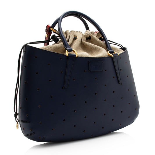 Luxury FendiPerforated Leather B Fab Medium Tote (SHF-9CEMrX)