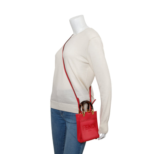 Fendi Pink Leather Mini Sunshine Shopper Tote