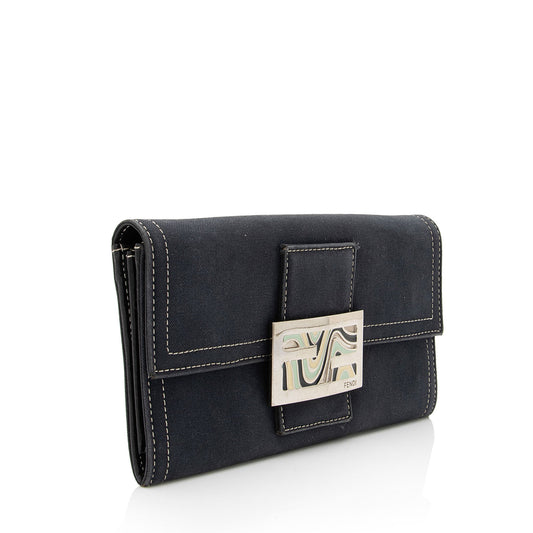 Luxury FendiVintage Denim Continental Wallet (SHF-2XXWBh)