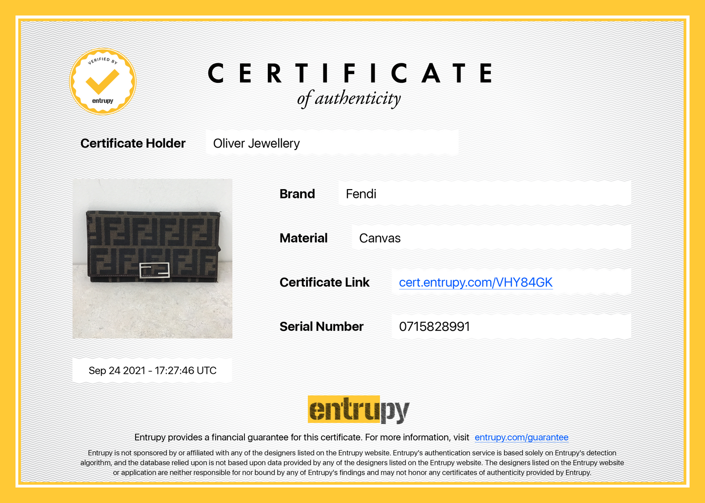 Fendi Vintage Zucca FF Logo Continental Wallet
