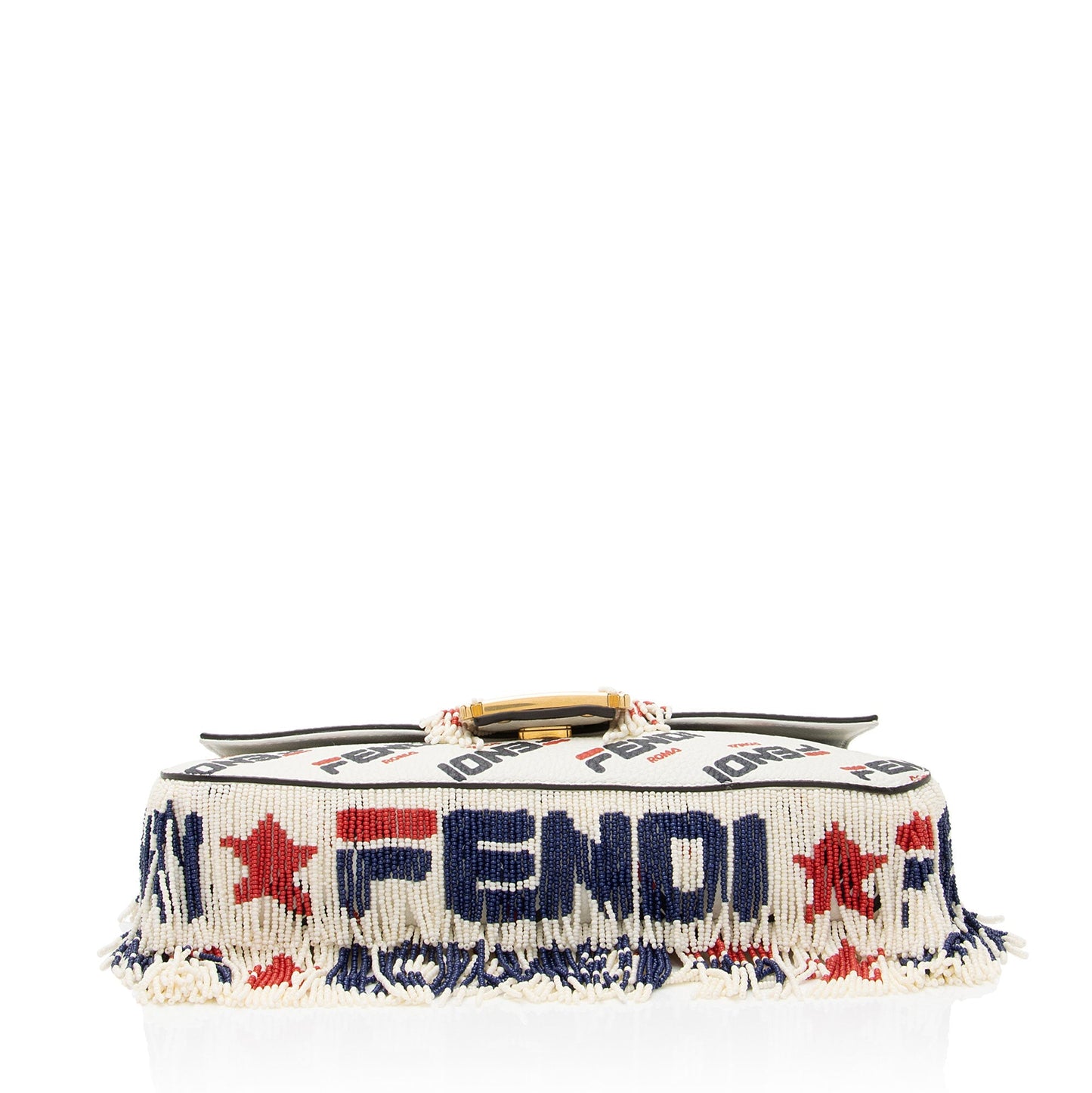 Luxury FendiX Fila Mania Calfskin Beaded Baguette Shoulder Bag (SHF-bdJOQe)