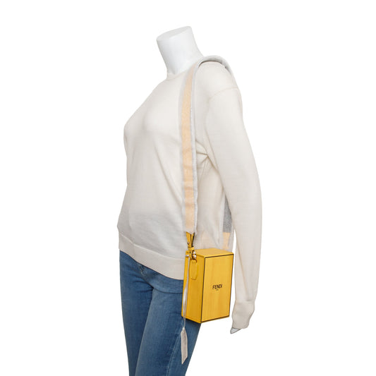 Fendi Yellow Vitello Leather Vertical Box Shoulder Bag