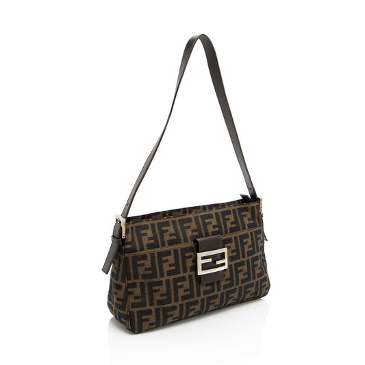 Luxury FendiZucca Zip Top Shoulder Bag (SHF-RhBEmx)