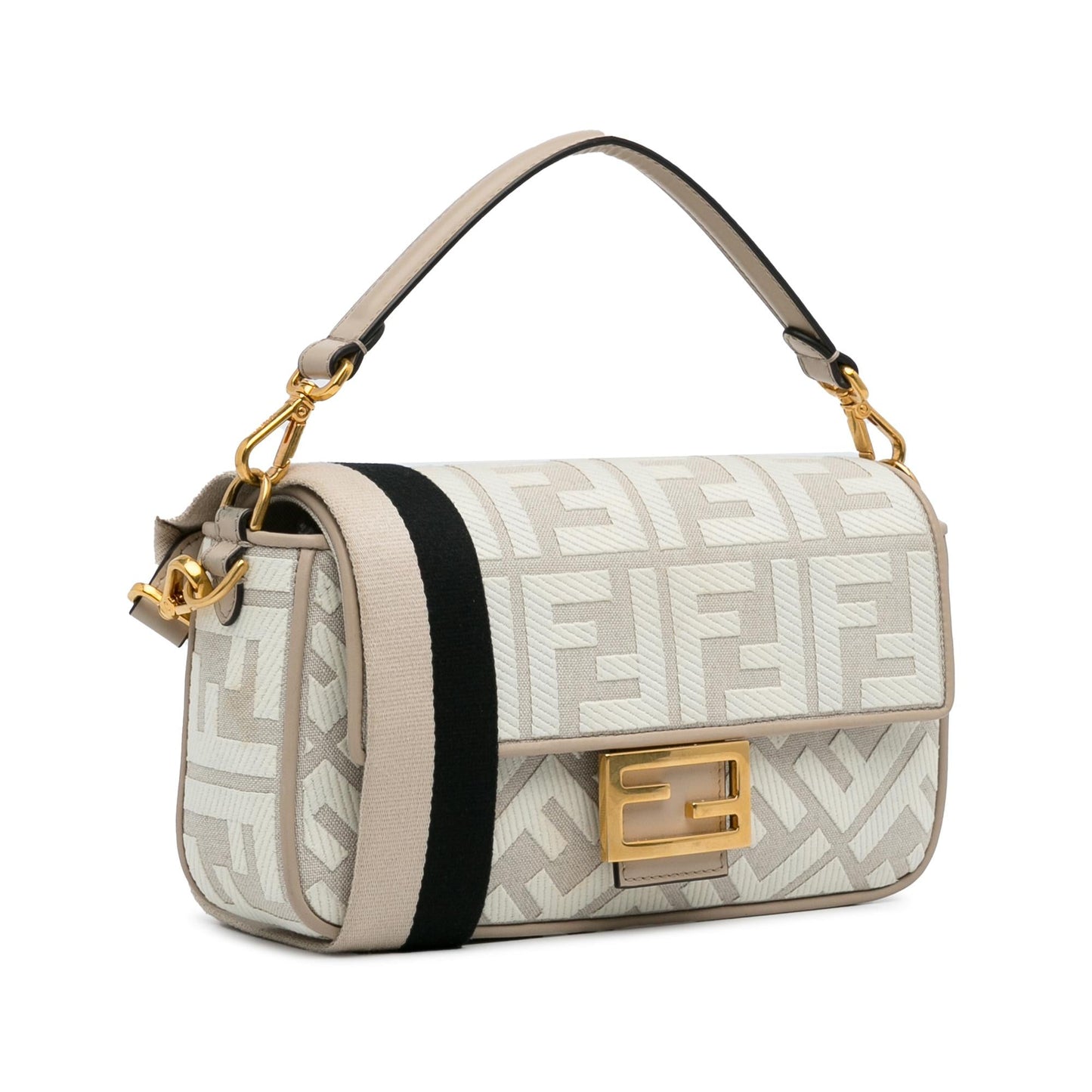 Luxury FendiZucca Embroidered Baguette Satchel (SHG-8kCI03)