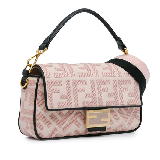 Luxury FendiZucca Embroidered Baguette Satchel (SHG-3Y1aJA)