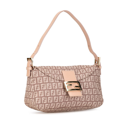 Luxury FendiZucchino Canvas Double Flap Shoulder Bag (SHG-8kx2Pu)