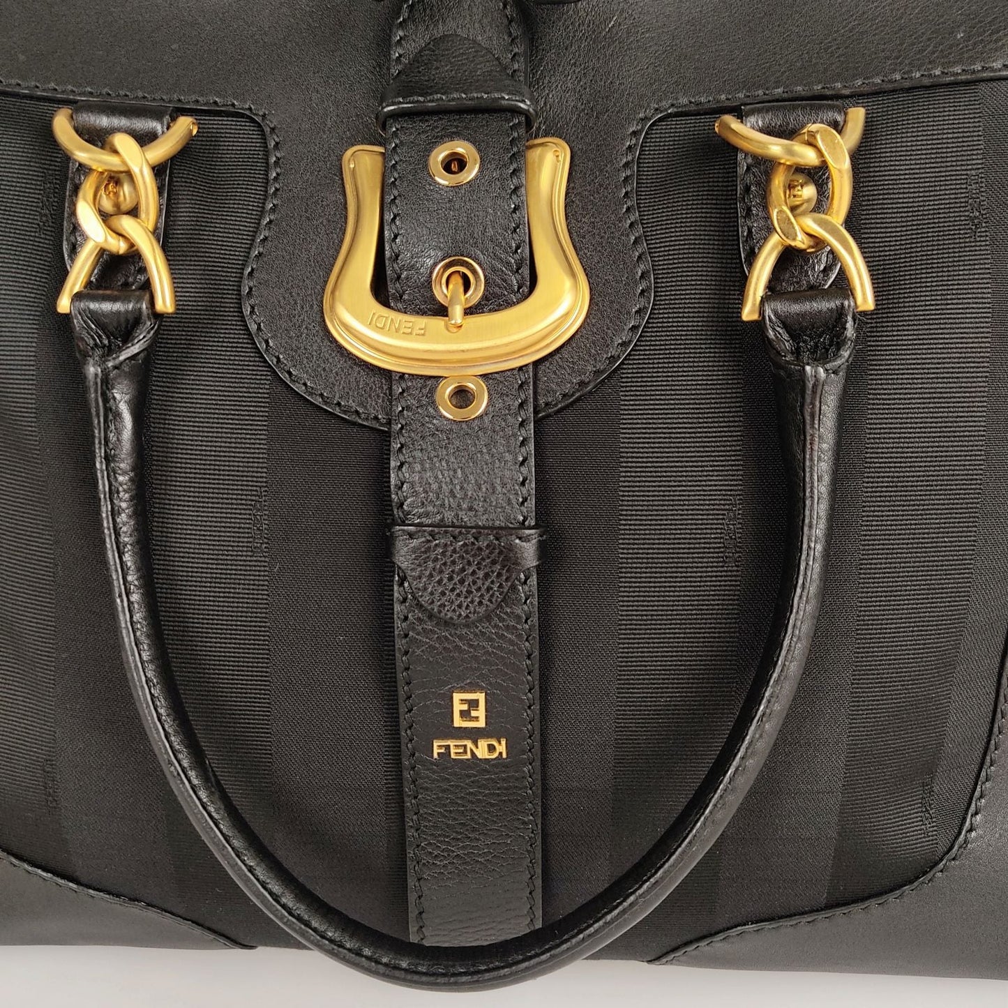 Luxury FendiLuxury Fendihandbag in Pacan canvas and black leather - '10s