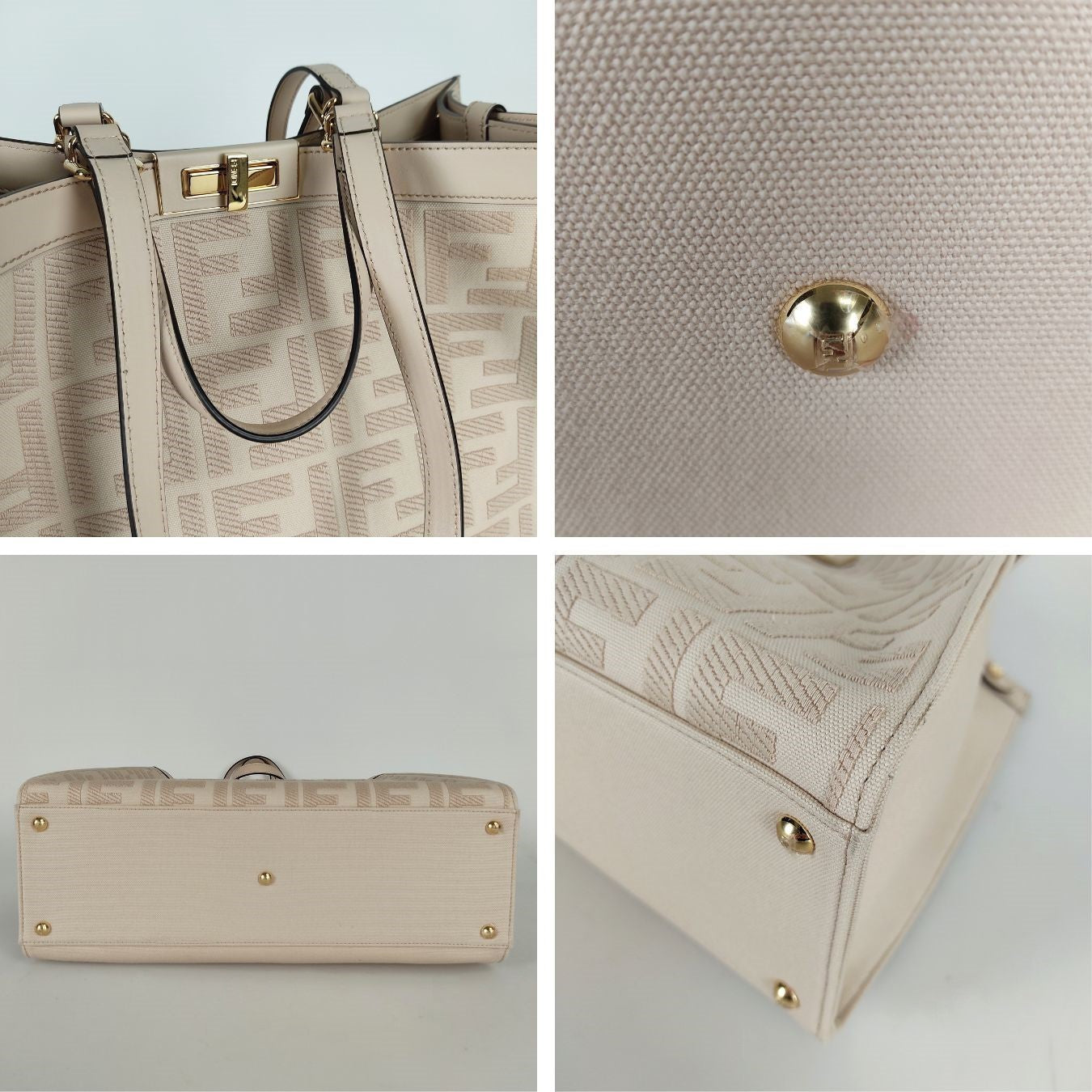 Luxury FendiLuxury FendiPeekaboo Tote Medium Canvas shoulder bag pink - '10s