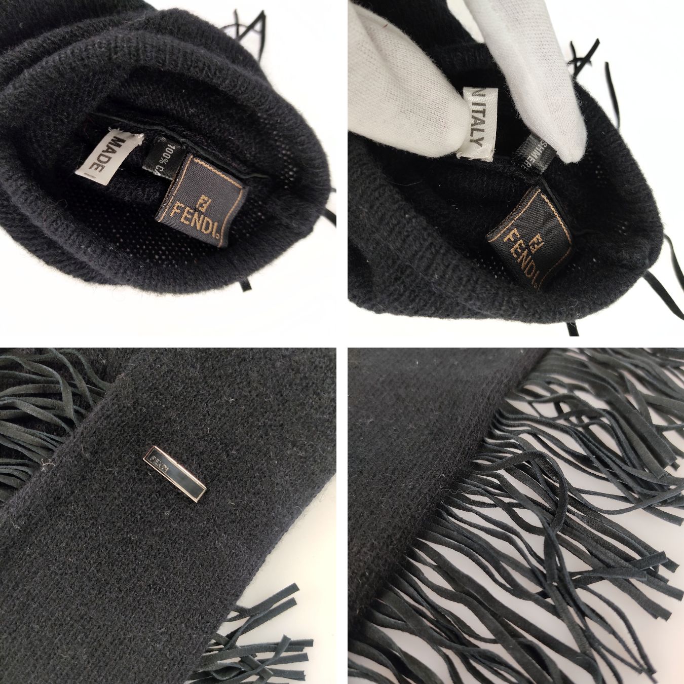Luxury FendiLuxury Fendicashmere and leather long gloves - '10s