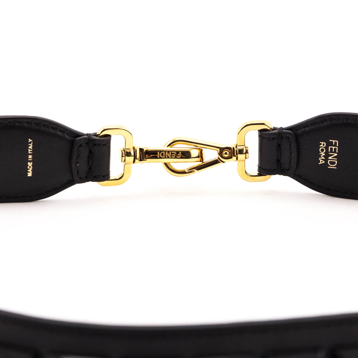 Luxury FendiBlack Calfskin Studded Strap You Strap