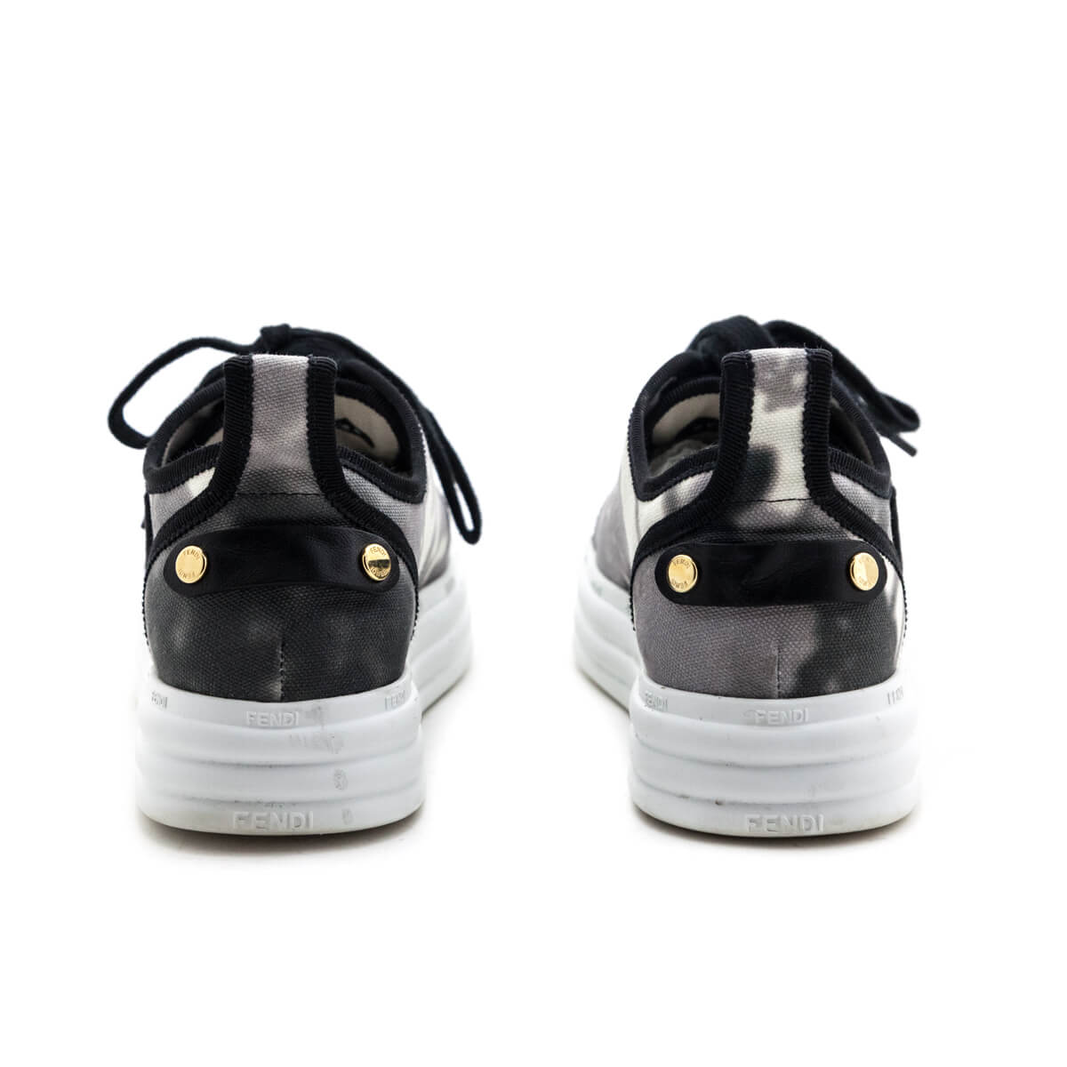 Luxury FendiBlack & White Rise Tie Dye Sneakers Size US 6 | IT 36