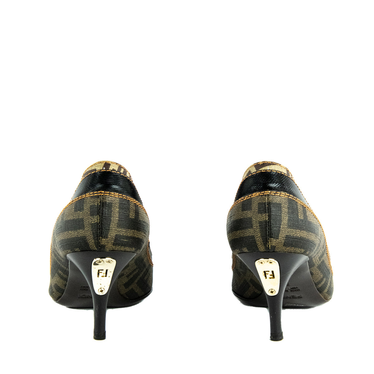 Luxury FendiBrown Zucca & Mesh Pumps Size US 7 | EU 37