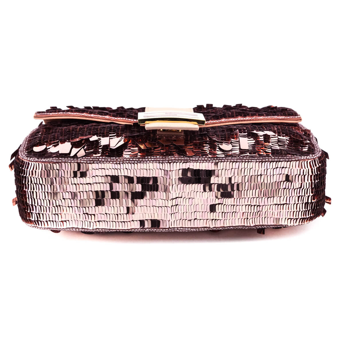 Luxury FendiPink Sequin Paillettes Vitello Grace Re-Edition Baguette