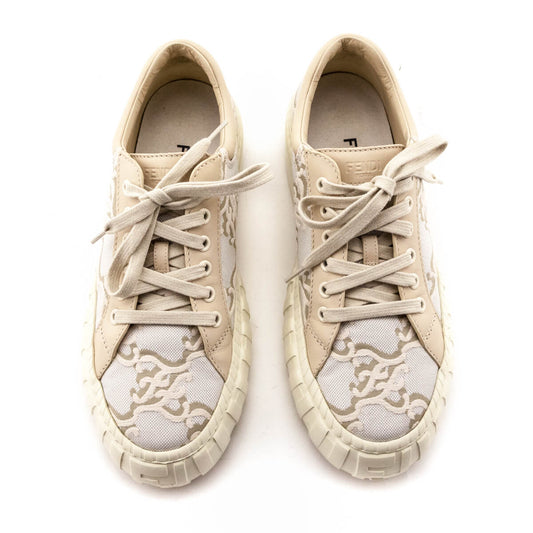 Luxury FendiWhite FF Karligraphy Low Top Sneakers Size US 9 | EU 39