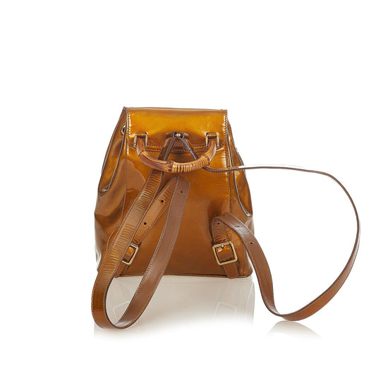 Luxury Gucci Trending 2025 Bamboo Patent Leather Backpack (SHG-25222)