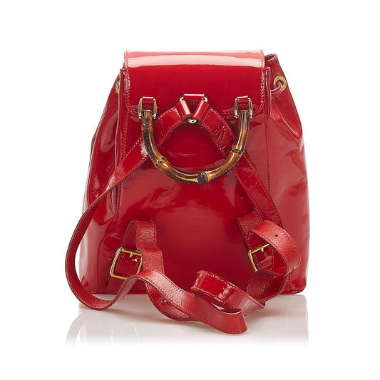 Luxury Gucci Trending 2025 Bamboo Patent Leather Drawstring Backpack (SHG-22346)