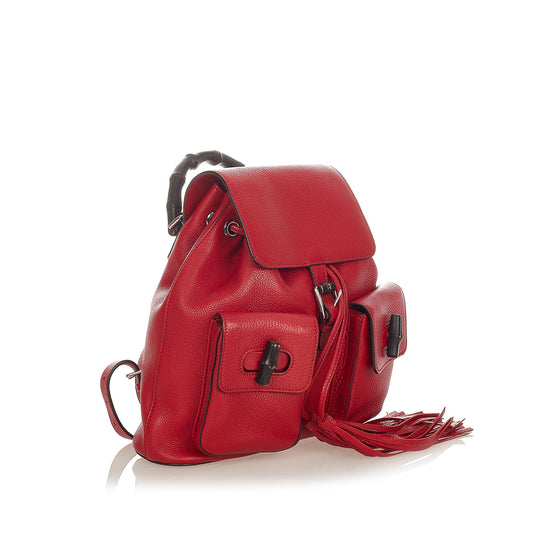 Gucci Bamboo Tassel Leather Backpack (SHG-25259)
