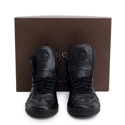 Gucci Black Imprime Coda High Top Sneakers, Size 9