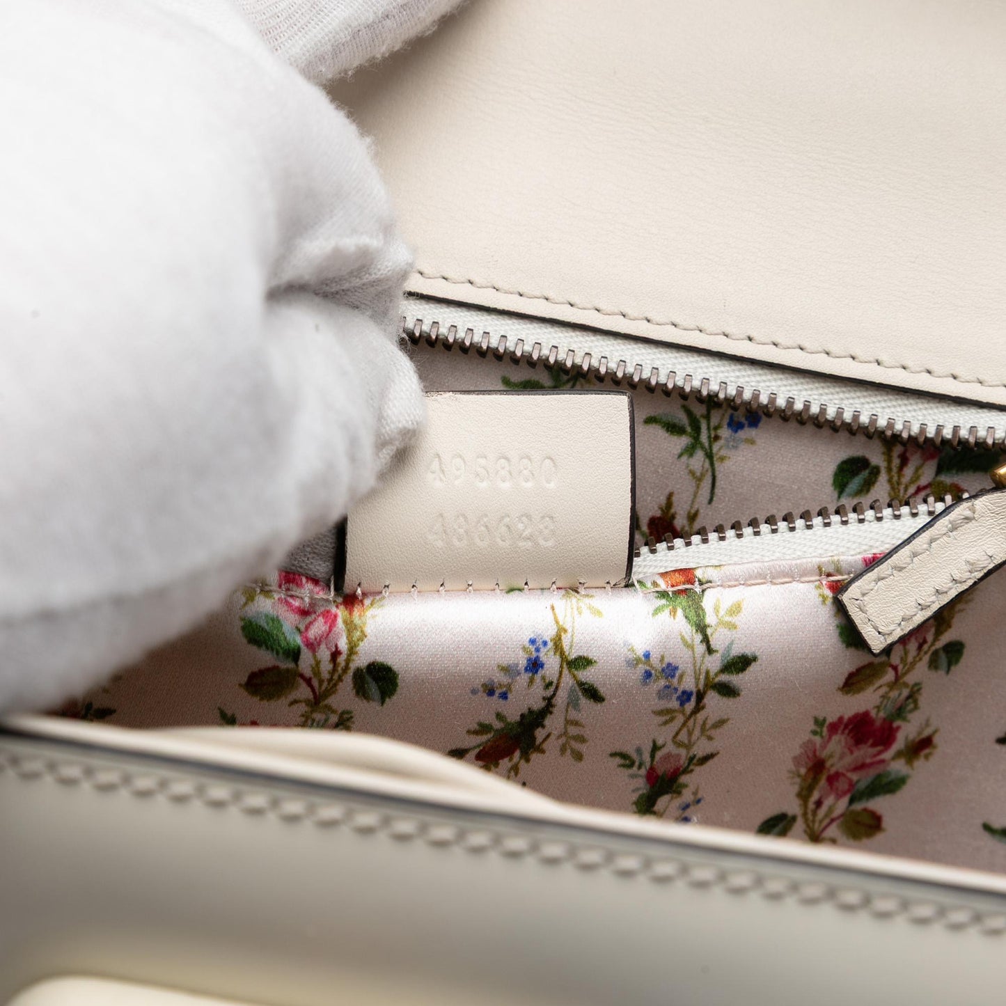 Gucci Calfskin Frame Print Bamboo Top Handle Bag