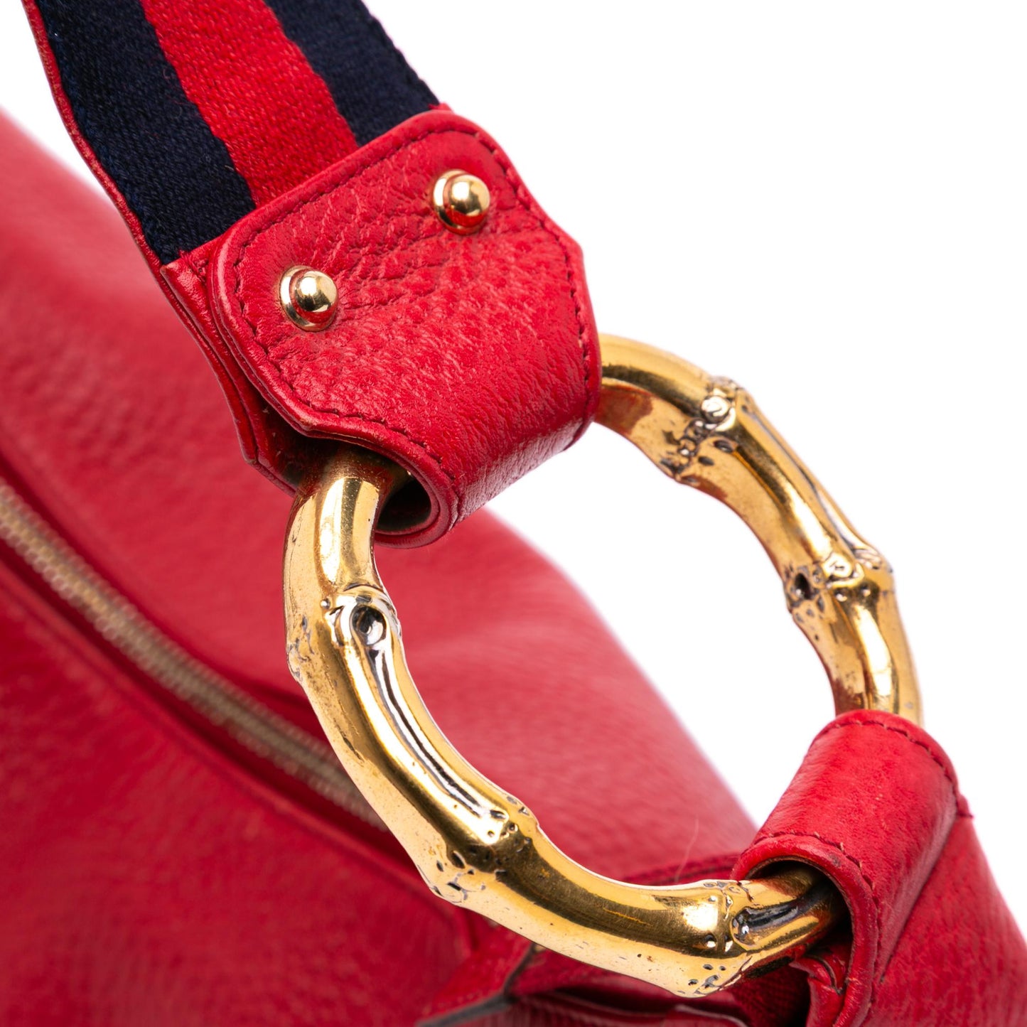 Gucci Calfskin Web Bamboo Ring Hobo