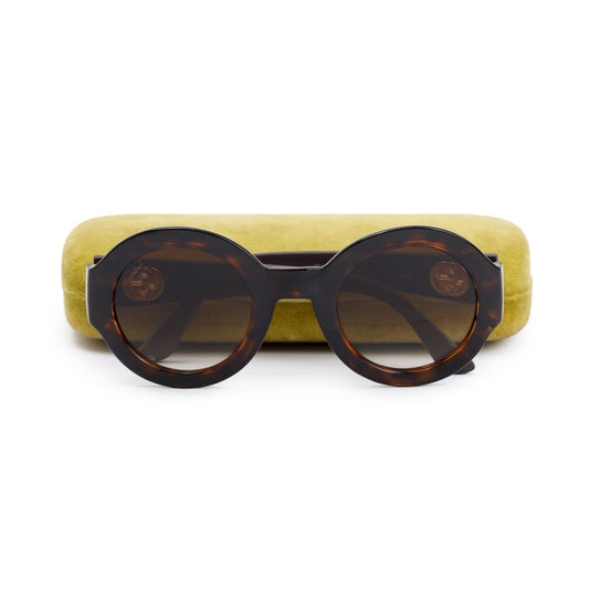 Gucci GG 3788/S Havana Acetate Diamante Round Sunglasses
