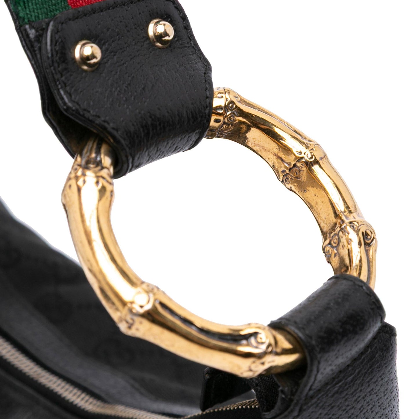 Gucci GG Canvas Web Bamboo Ring Hobo