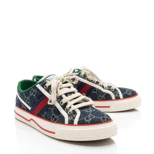 Gucci GG Denim Web 1977 Tennis Sneakers - Size 8 / 38 (SHF-VWBdkK)