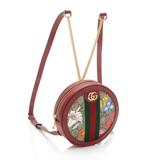 Gucci GG Supreme Flora Ophidia Round Mini Backpack (SHF-YLliBe)