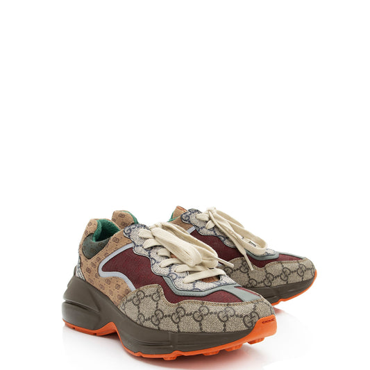 Gucci GG Supreme Mixed Fabric Rhyton Sneakers - Size 8.5 / 38.5 (SHF-QYXqpI)