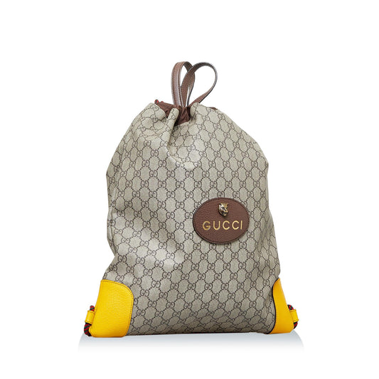 Gucci GG Supreme Neo Vintage Drawstring Backpack (SHG-CHnyKG)