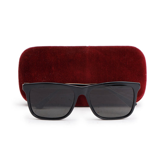 Gucci GG0381SN Black Acetate Web Square Sunglasses