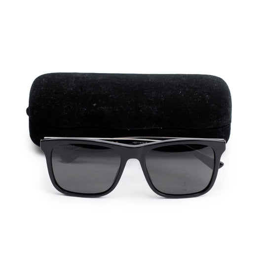 Gucci GG0381SN Black Acetate Web Square Sunglasses