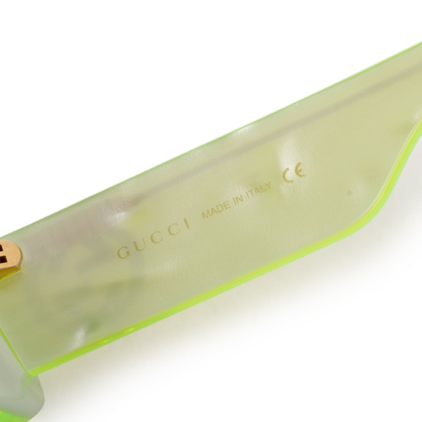 Gucci GG0516S Fluorescent Yellow Acetate Rectangular Sunglasses