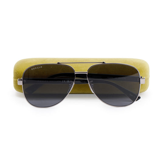 Gucci GG0528S Gun-Metal Aviator Sunglasses