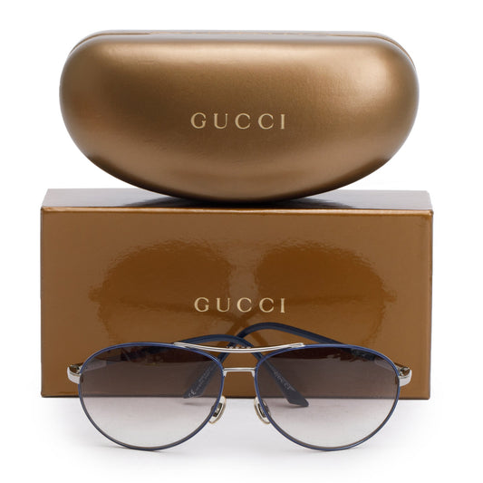 Gucci GG1889/S Navy Metal Frame Aviator Sunglasses