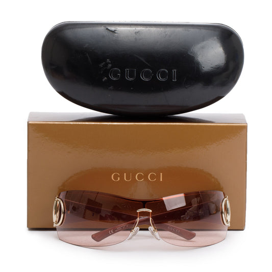 Gucci GG2712/S Brown Acetate Horsebit Shield Sunglasses