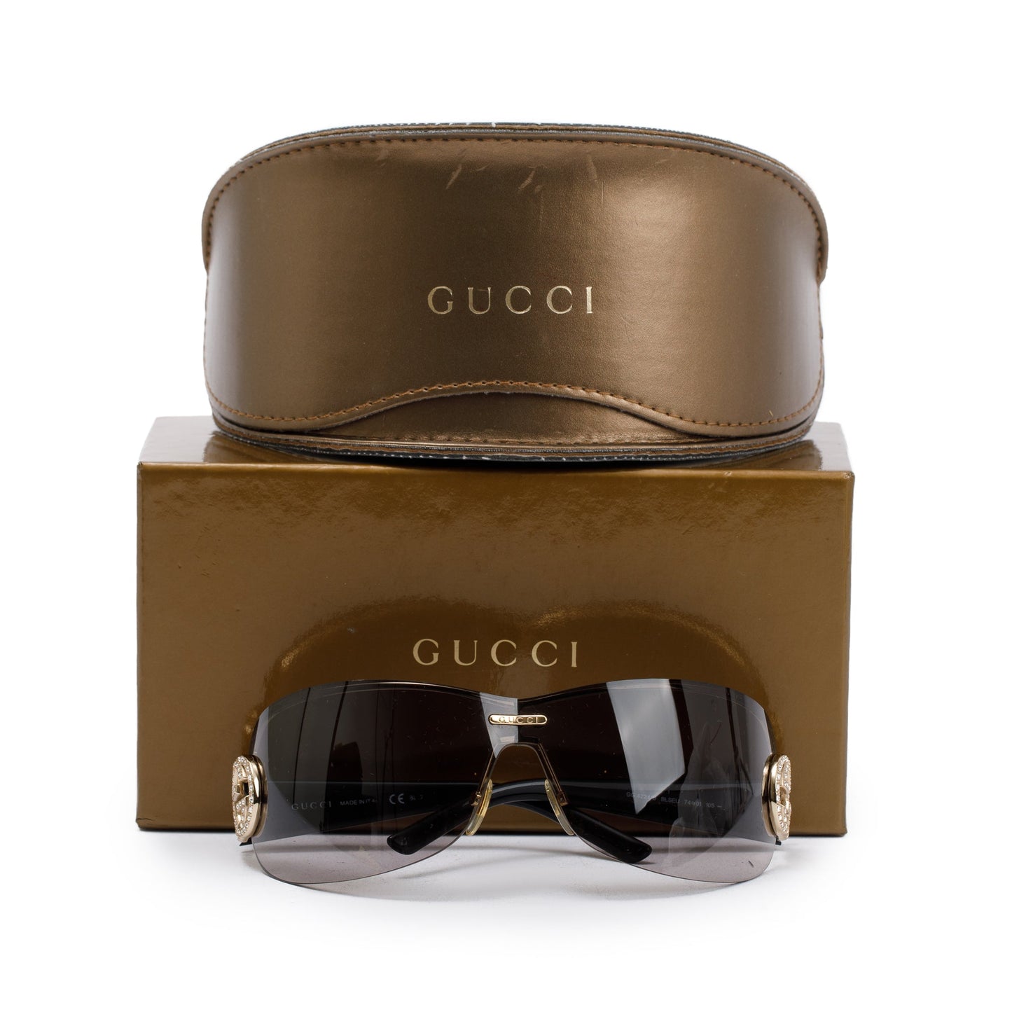 Gucci GG4224/S Crystal GG Shield Sunglasses