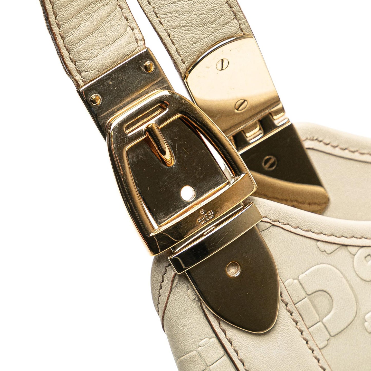 Gucci Horsebit Embossed Leather Shoulder Bag